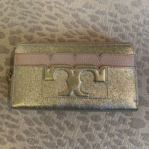 Tory Burch Leather Metallic Wallet